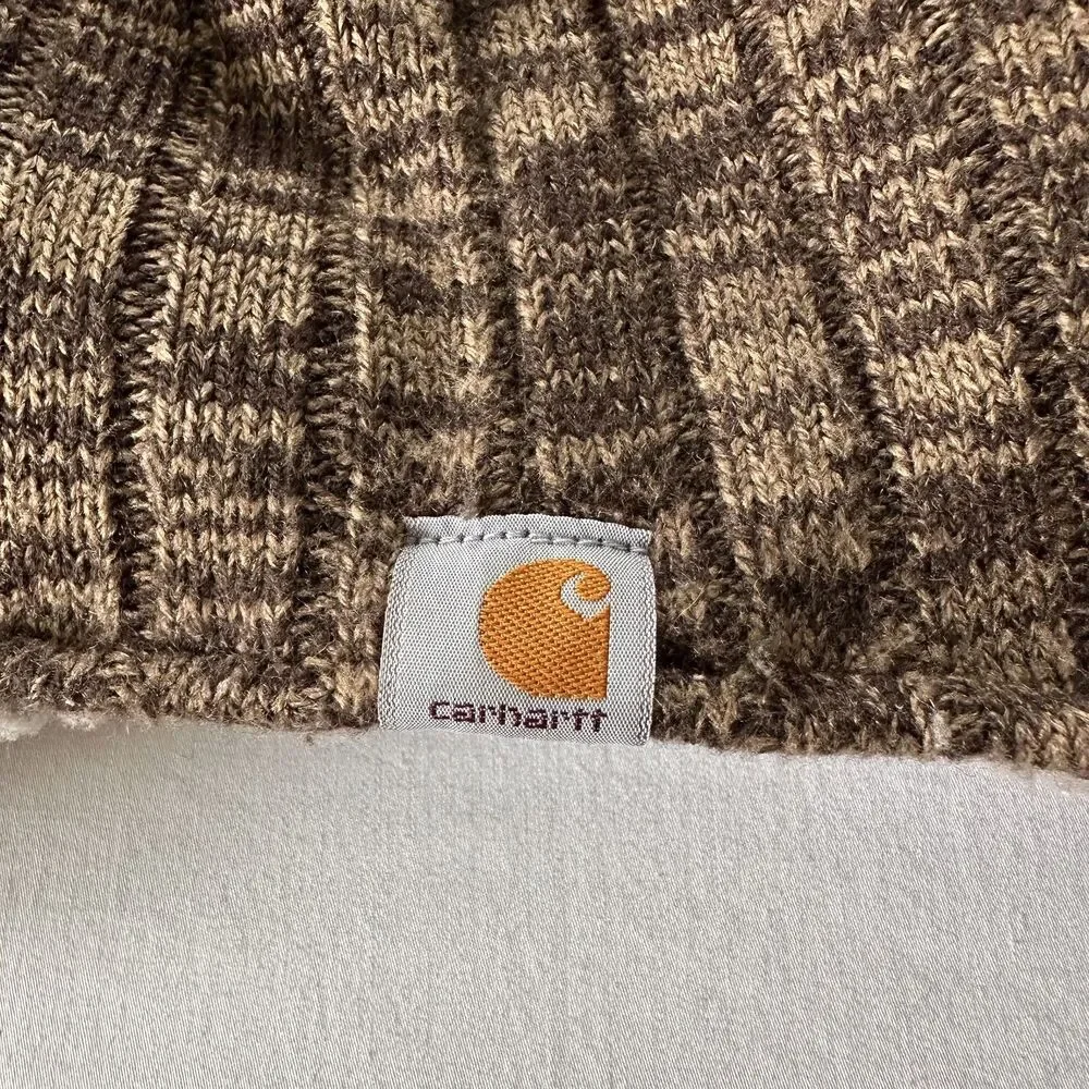 Carhartt Sherpa Lined Beanie Hat Brown Knit Winter Cap One Size Warm